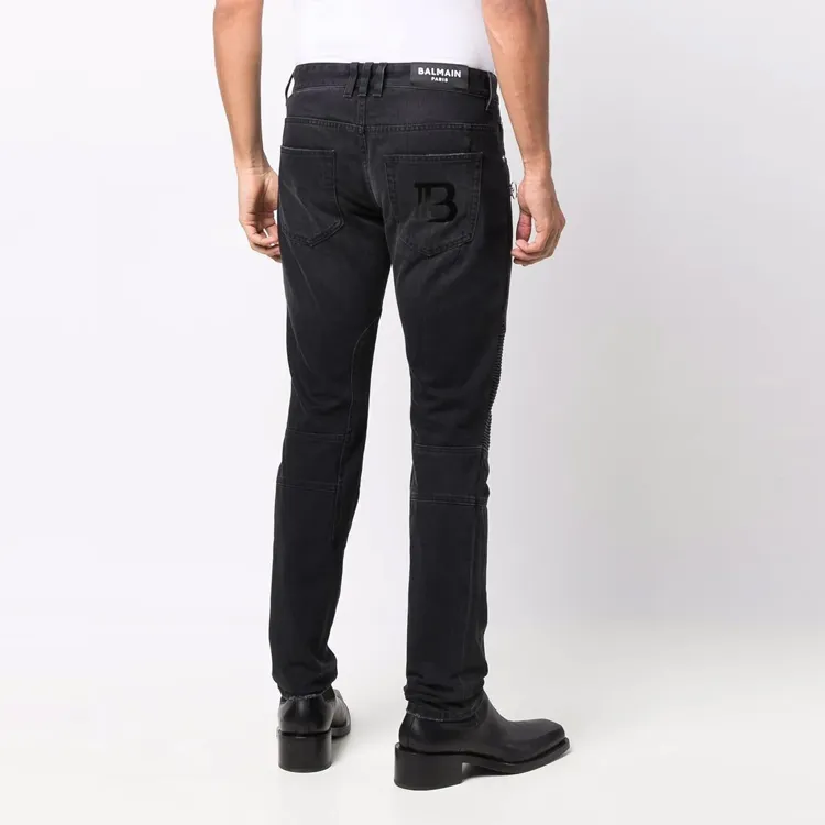 BALMAIN Slim Fit Monogram Revers Ribbed Jeans-2
