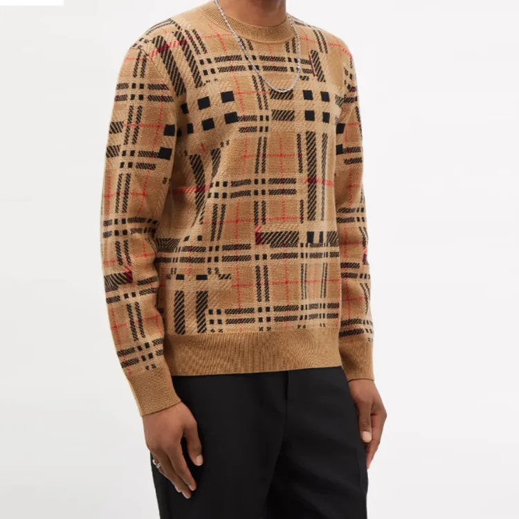 Burberry Cashmere Sweaters Men Khaki-4