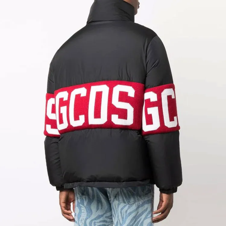 GCDS FW21 Letter Colorblock Lapel Down Jacket Men's Black-3