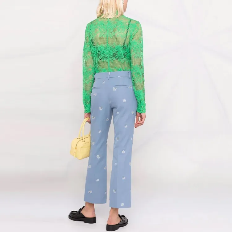 GANNI Lace Shirt 'Green'-2