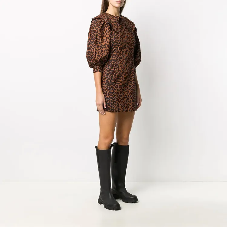 GANNI Long-Sleeved Dresses Women's Brown-3
