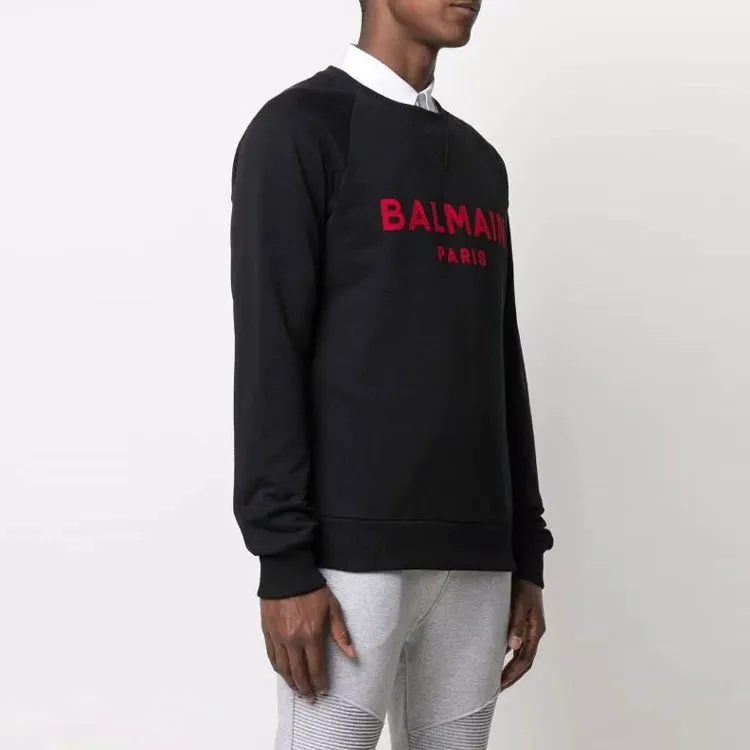 BALMAIN Sweatshirts Men Red Logo Black-3