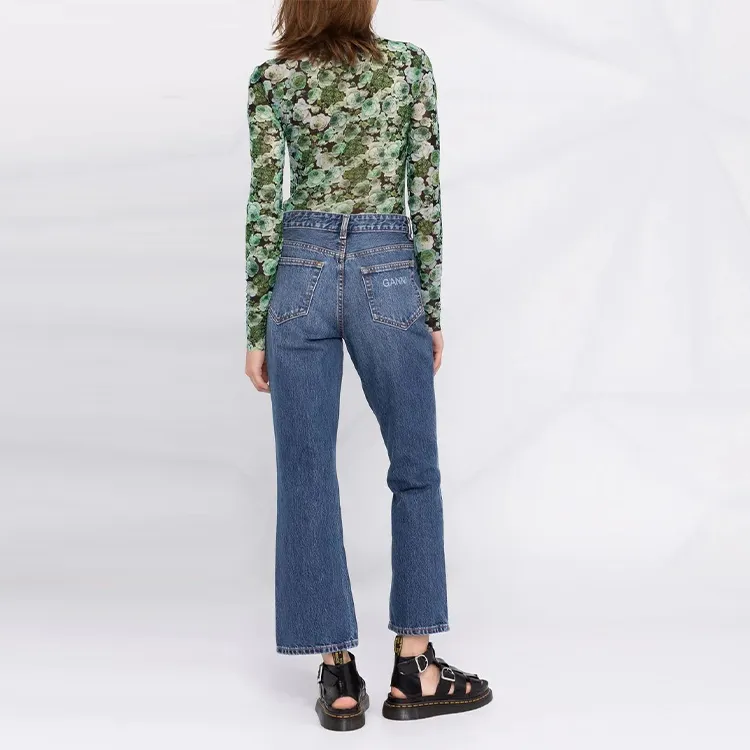 GANNI Printed Mesh Long Sleeve 'Kelly Green'-2