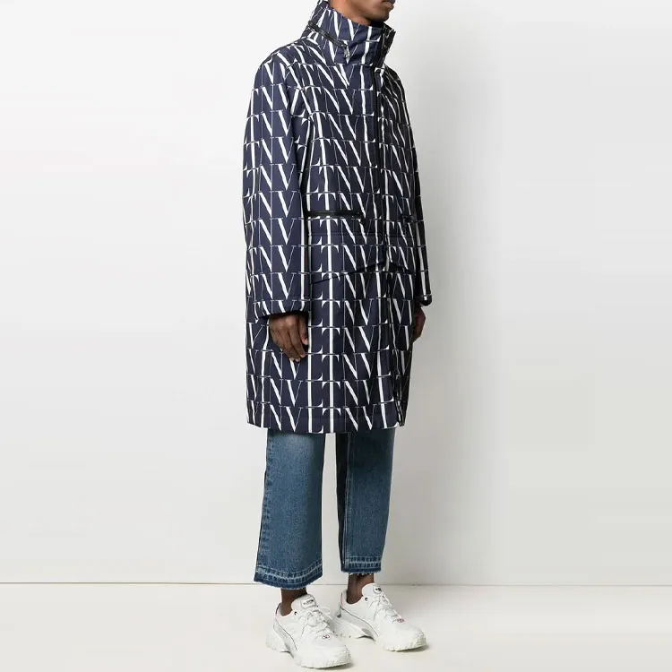 Valentino Trench Coats Men Blue-3