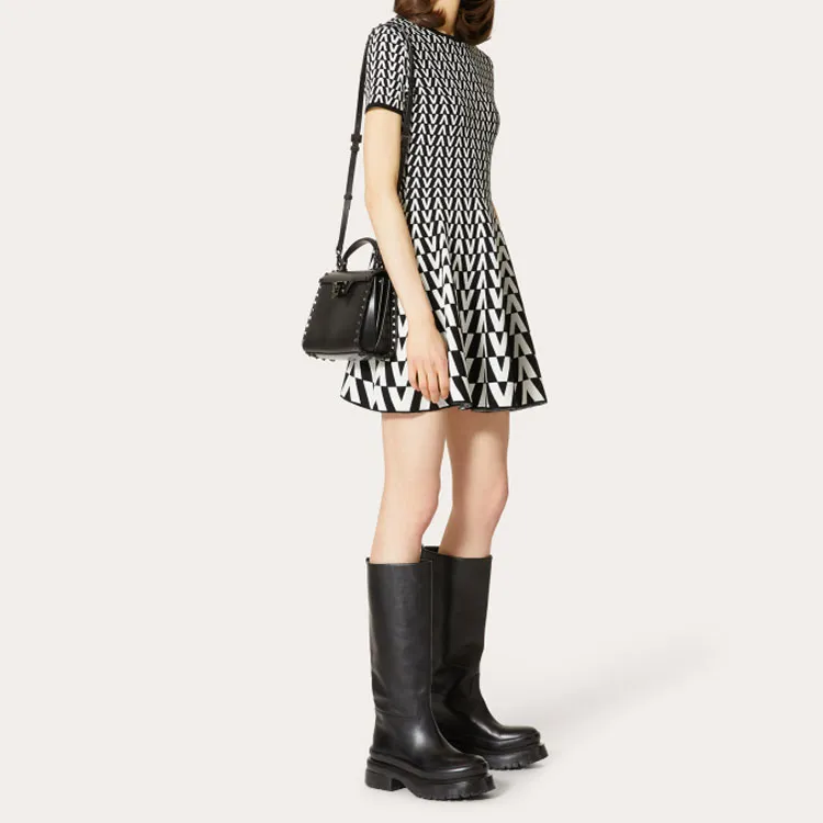 Valentino Short Sleeved Dress Women's Black-3