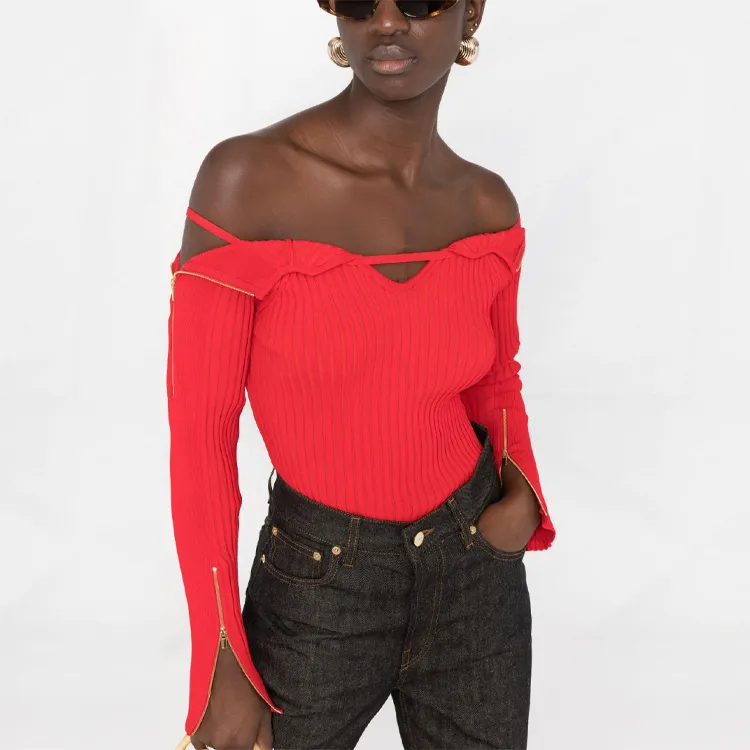 Jacquemus Slim Fit Sweater Women's Red-4