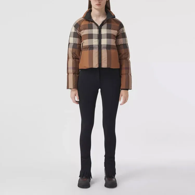 Burberry Check Cropped Puffer Jacket 'Dark Birch Brown'-4