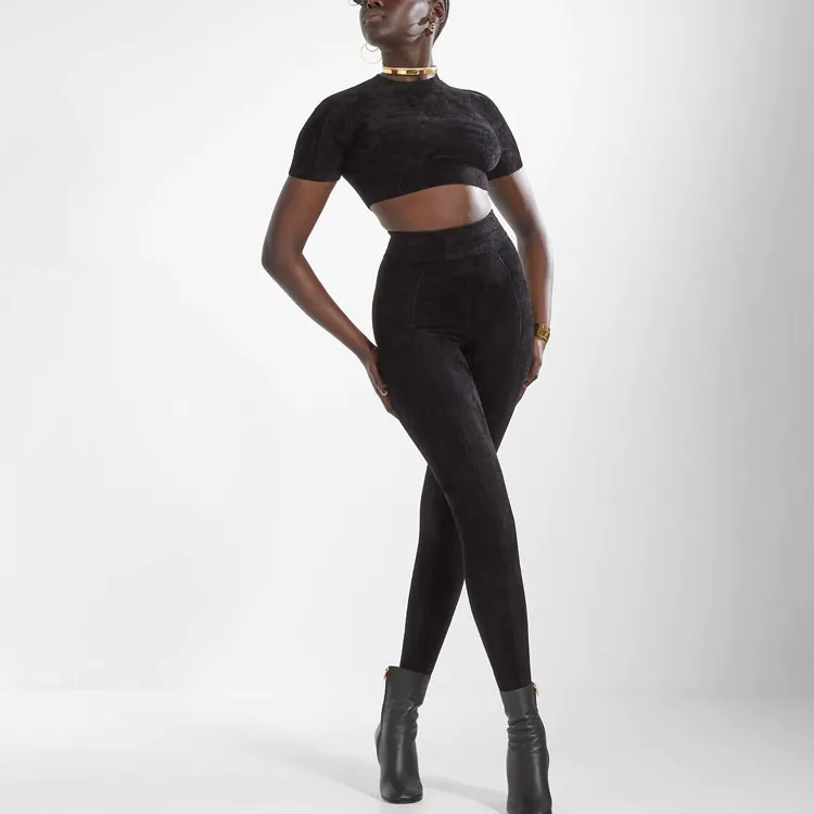 FENDI X Skims Velvet Knit Crop Top Black-2