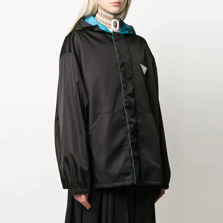 PRADA Gabardine Logo Jacket Black/Blue-3
