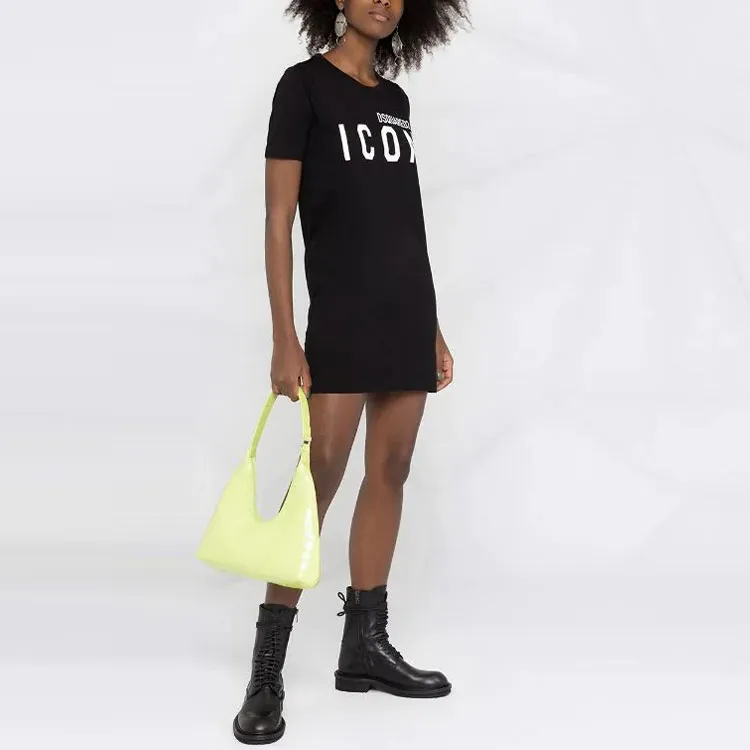 DSQUARED 2 Logo Printed Crewneck T Shirt Dress-3
