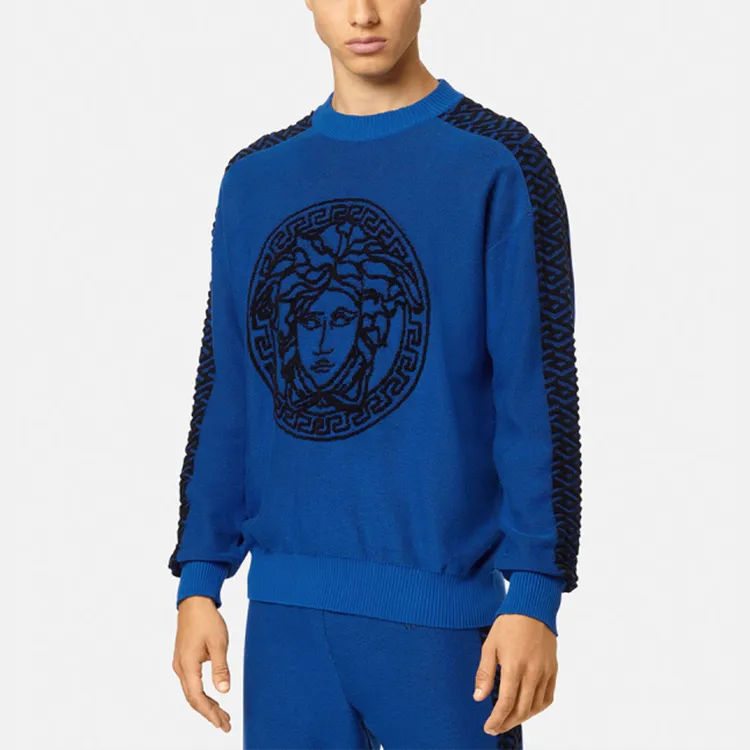 VERSACE Loose Fit Knitwear Men's Blue-2