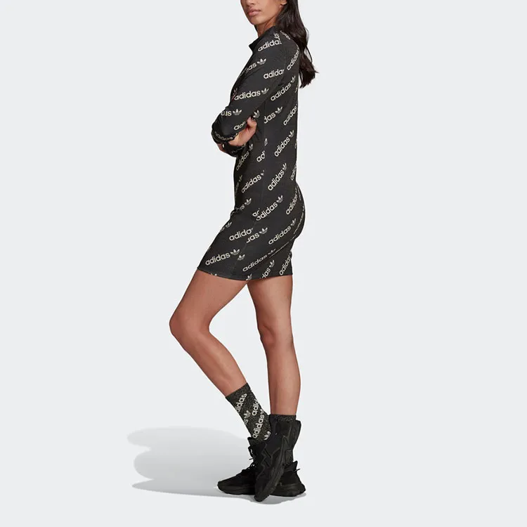 Adidas Originals Long Sleeved Dresses Women's Black-3