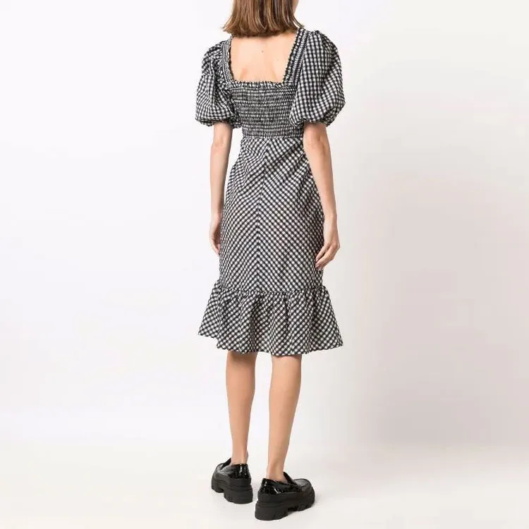 GANNI Short Sleeved Dresses Women's Black-3