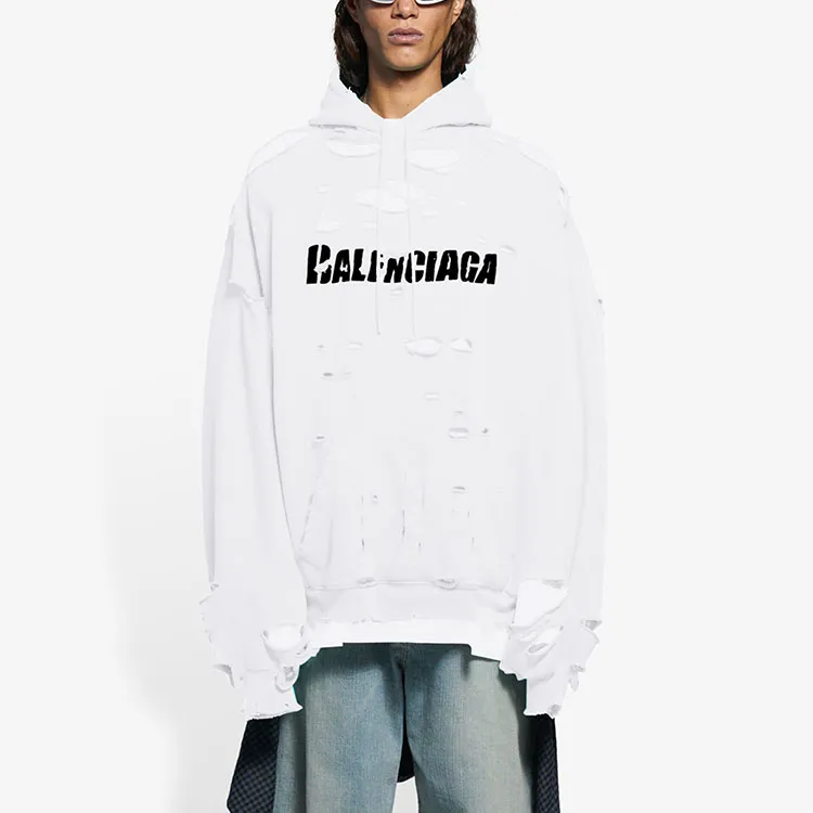 Balenciaga Caps Destroyed Oversize Fit Hoodie-3