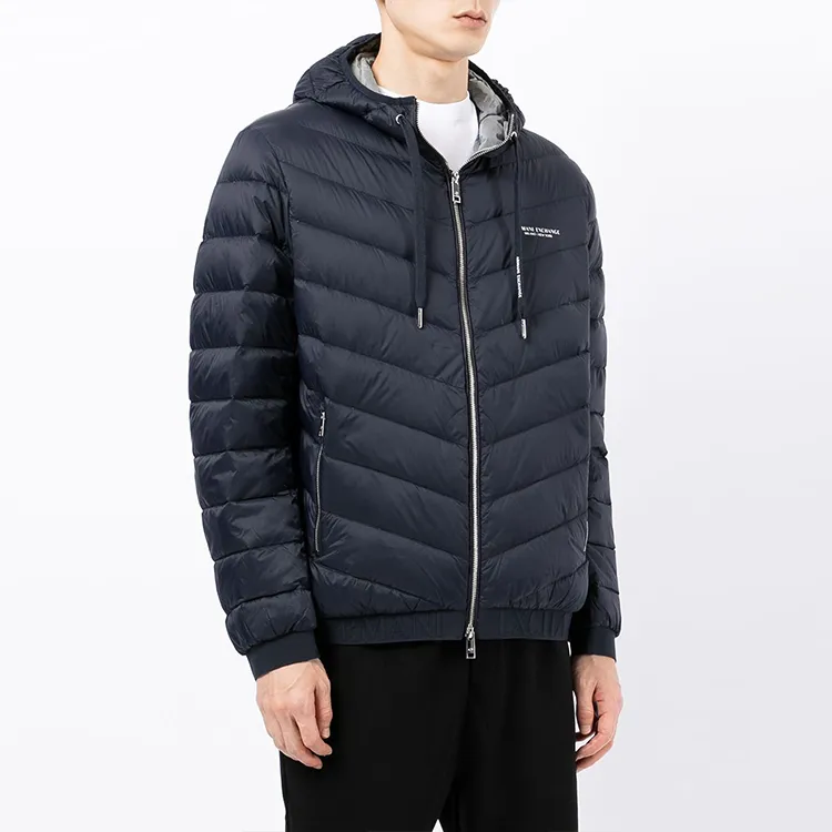 ARMANI EXCHANGE Zipped Hooded Drawstring Down Jacket-3