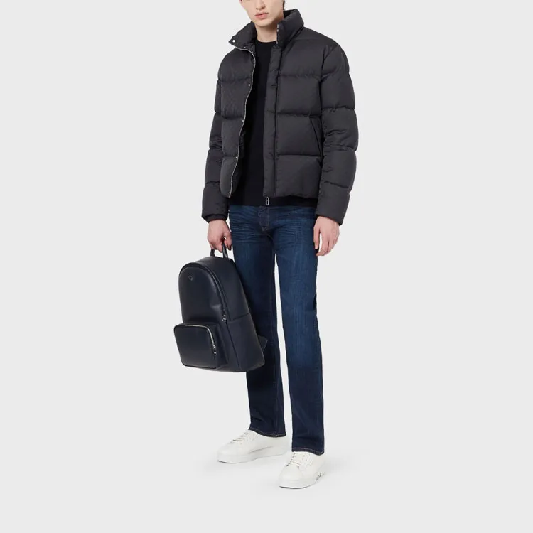 EMPORIO ARMANI Quilted Puffer Jacket With All over Jacquard Eagle-6