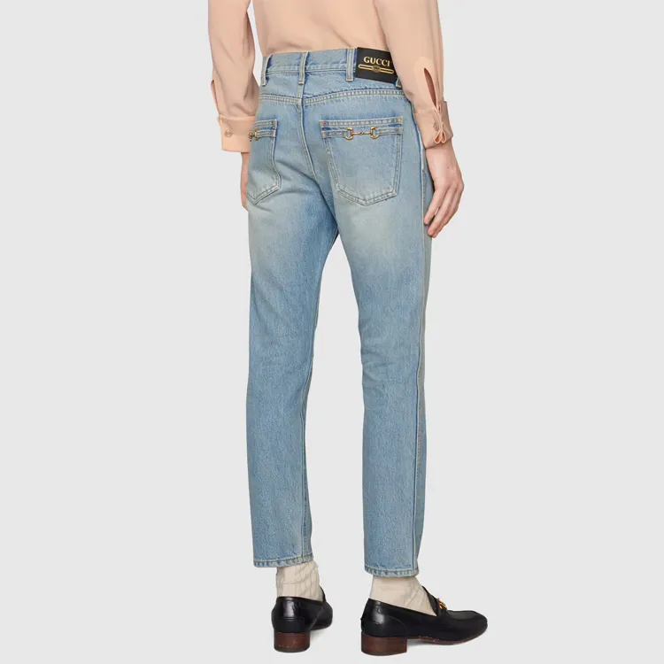 GUCCI Bleach effect Tapered leg Denim Jeans-3