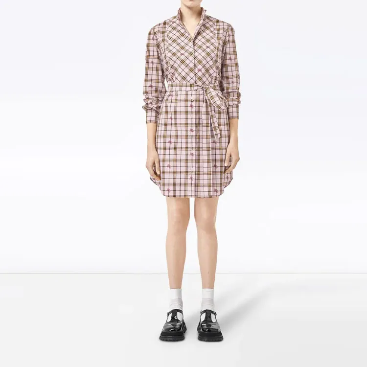 Burberry Long-Sleeved Dresses Women's Pink-1