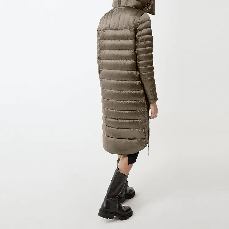 Canada Goose Roxboro Series Solid Color Hooded Mid-Length Down Jacket Women's Khaki-3