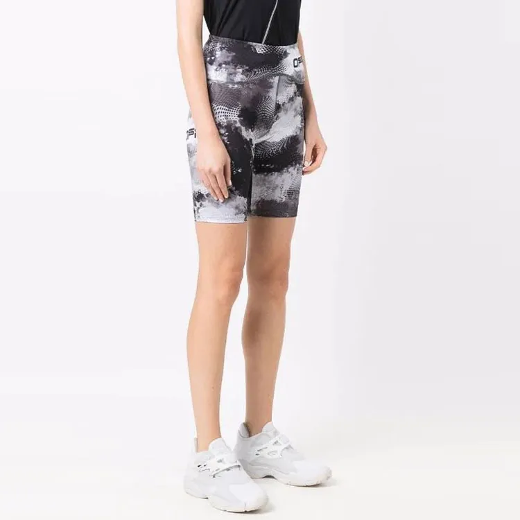 OFF WHITE Active Tie Dye Print Cycling Shorts Black/White/Grey-3