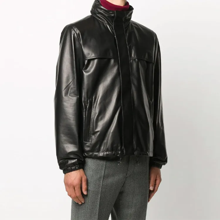 PRADA Leather Jackets Men Black-1