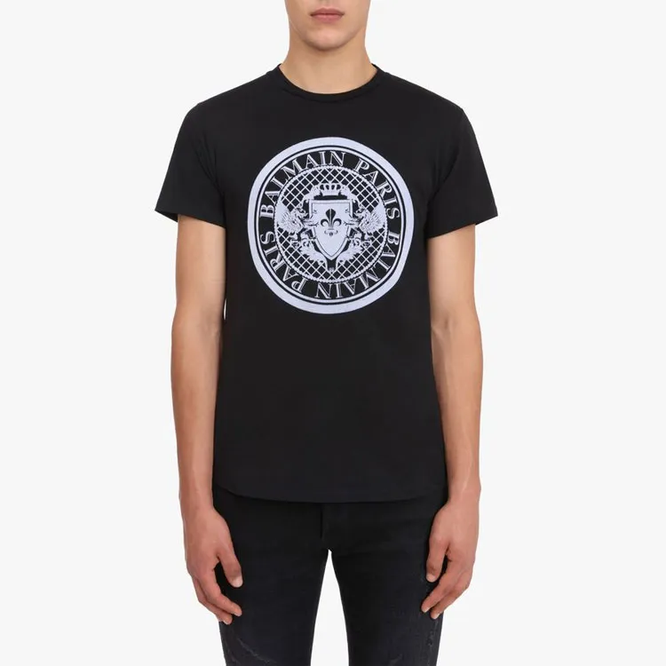 BALMAIN Logo Printed Crewneck T Shirt-5