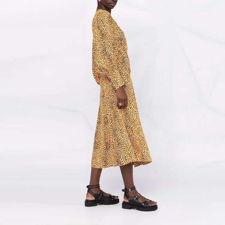 GANNI Long-Sleeved Dresses Women's Orange-3