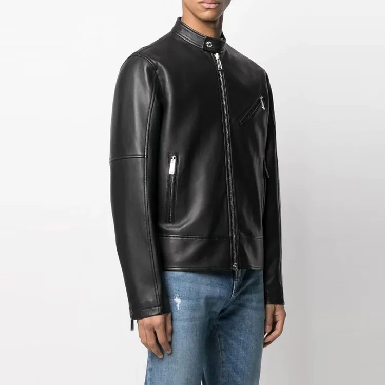 DSQUARED 2 Leather Jackets Men Black-3