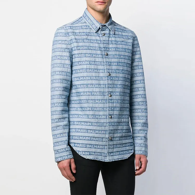 BALMAIN Shirts Men Blue-2