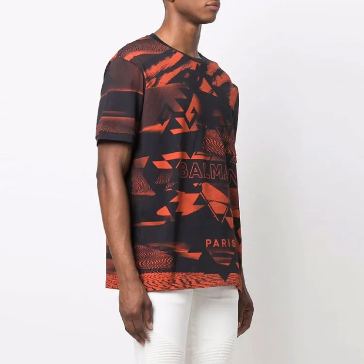 BALMAIN T Shirts Men Black Red-2