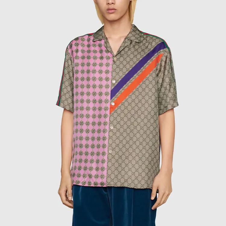 GUCCI Gg Print Geometric Bowling Shirt-4