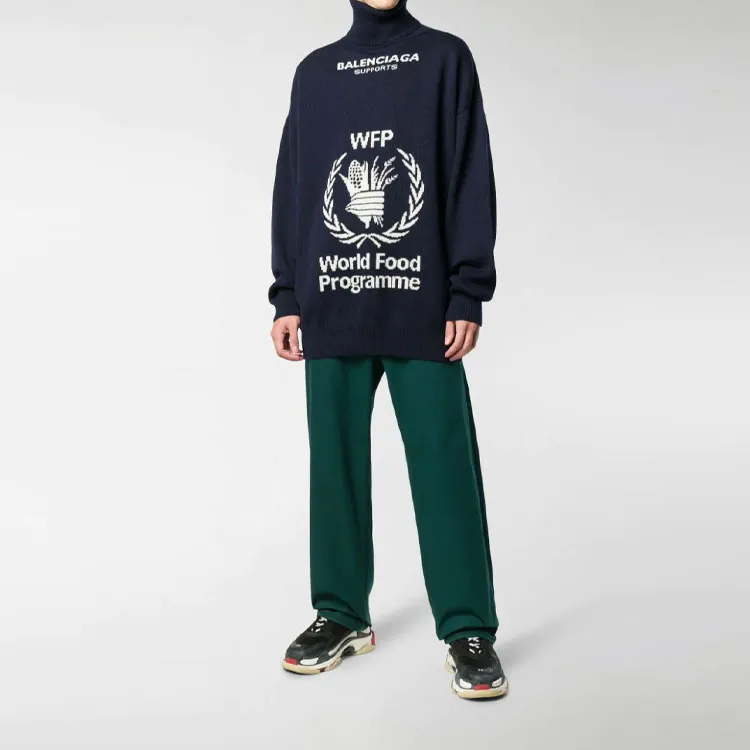 Balenciaga x SHIJIELIANGSHIJIHUASHU Sweater Regular Fit Men's Marine Blue-1