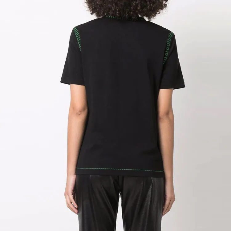 Bottega Veneta Stitch Detailed Crewneck T Shirt Black-2