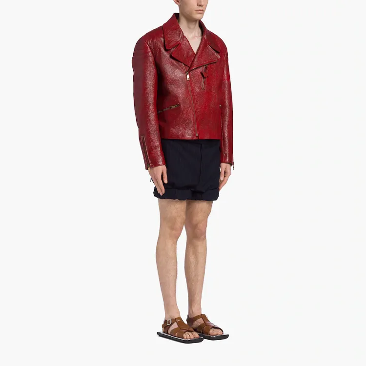 PRADA Leather Jackets Men Red-3