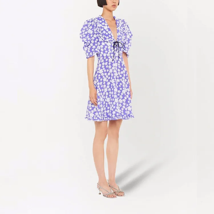 MIU MIU SS22 Short Sleeved Dress Women's Purple-3