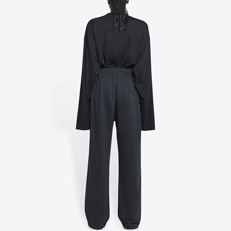 Balenciaga Knitted Sports Pants Loose Fit Style Women's Black-4