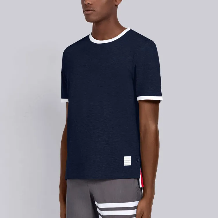THOM BROWNE Side Slit Relaxed Short Sleeve Tee-2