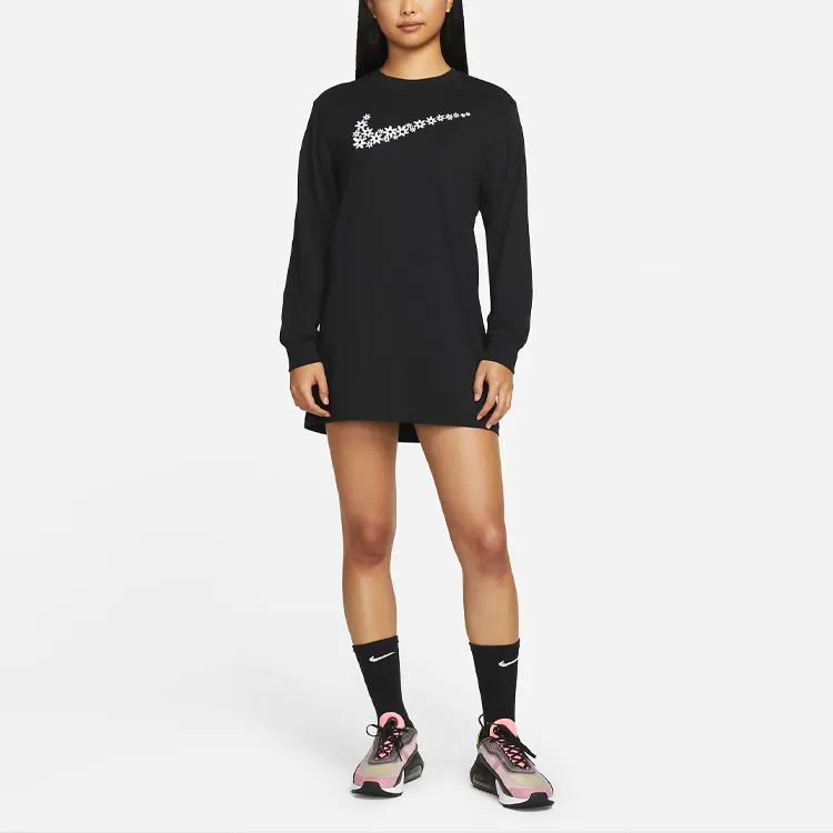 Nike Long Sleeved Dresses Women's Black-2
