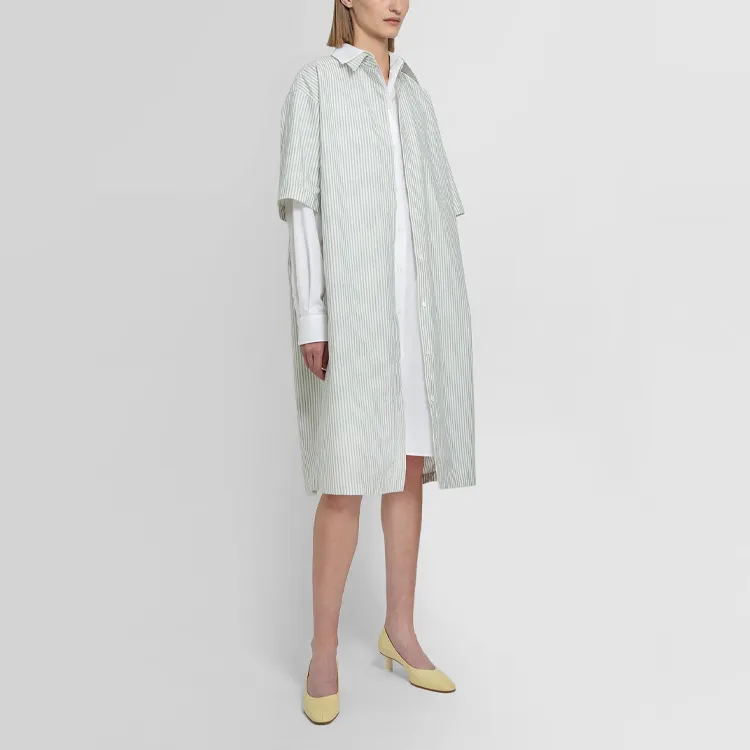 MM6 Maison Margiela Long Sleeved Dresses Women's Gray Green-3