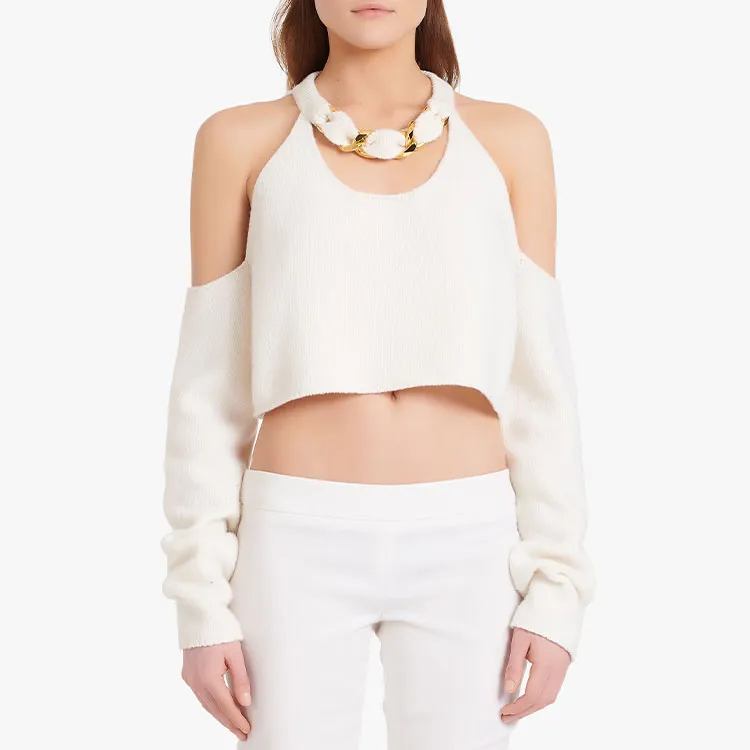 BALMAIN SS22 Slim Fit Sweater Women's White-5
