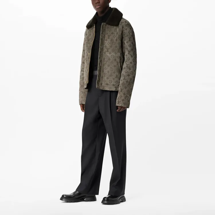 LOUIS VUITTON Leather Jacket Men's Brown-1