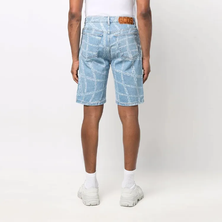 GCDS Denim Shorts Men Light Blue-3