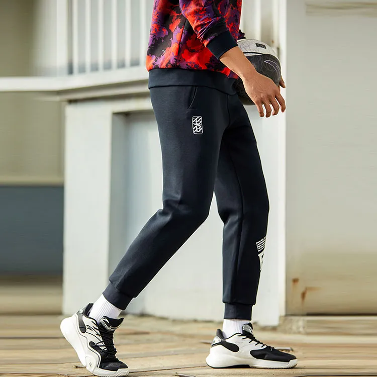Anta Basketball Collection Knitted Sports Pants Men's Black-4