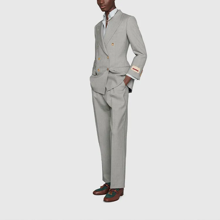 GUCCI Logo Patch Double Breasted Blazer-4