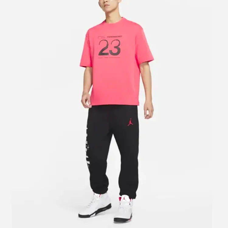 Jordan Drop Shoulder Sleeve T Shirt Men's Light Melted Red-4