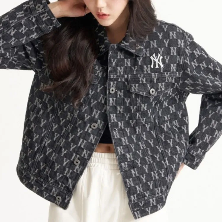 MLB New York Yankees Denim Jackets Women's Gray-3
