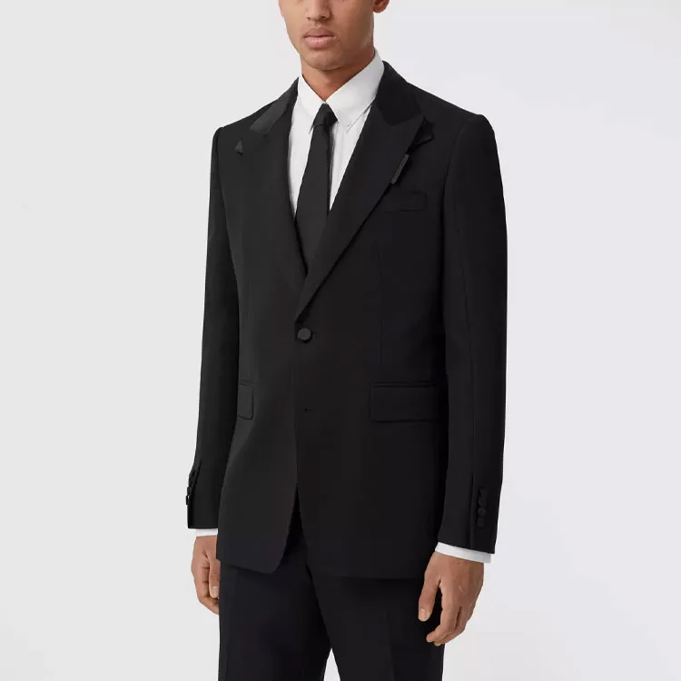 Burberry Satin Lapel Wool Tailored Jacket-4
