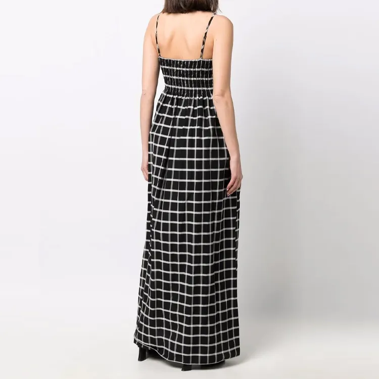 ERIKA CAVALLINI Checked Spaghetti Strap Maxi Dress-1