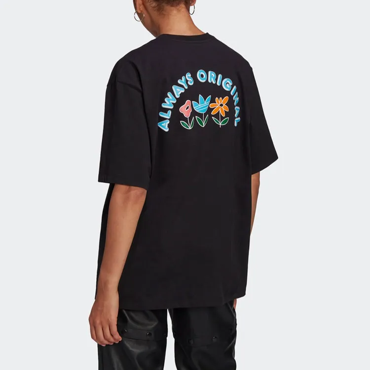 Adidas Originals Drop Shoulder Sleeve T Shirt Women's Black-4