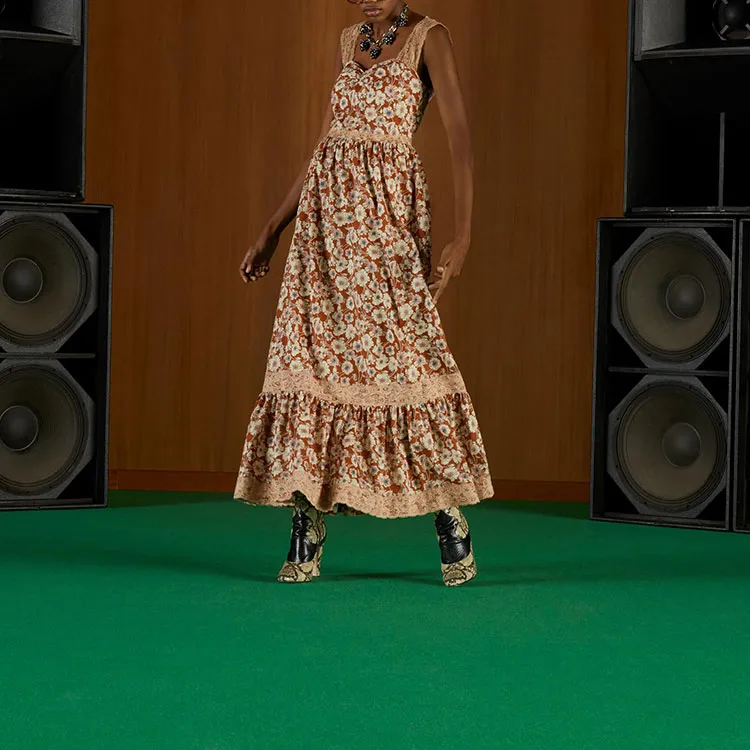 GUCCI Floral print Tiered Dress-4